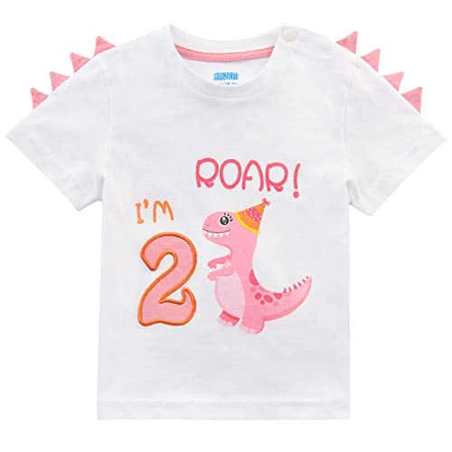 2. Baby Geburtstag | Dinosaurier T-Shirt | Mädchen Kurzarm