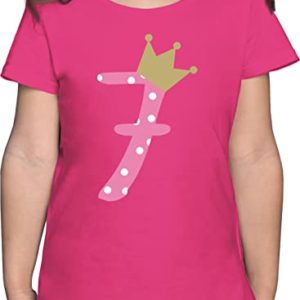 7. Geburtstag | Krone Mädchen | Fuchsia Kinder T-Shirt