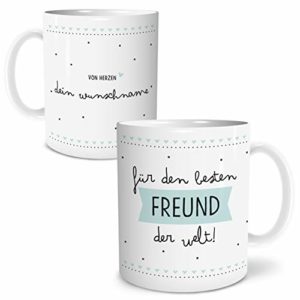 Bester Freund Große Kaffee-Tasse mit Spruch im Geschenkkarton Personalisiert mit Namen Geschenke Geschenkideen für den besten Freund zum Geburtstag Hochzeitstag