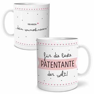 Beste Patentante Große Kaffee-Tasse mit Spruch im Geschenkkarton Personalisiert mit Namen Geschenke Geschenkideen für Patentante Patin zum Geburtstag