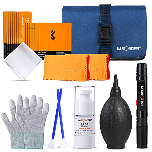 K&F Concept 23-in-1 Reinigungsset Reinigungs Kit für DSLR Kamera Objektive Filter Handys mit Cleaning Swab 16mm 24mm, antistatische Handschuh, Flüssig-Reiniger,Pinsel, Lens-Pen
