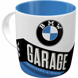 Nostalgic-Art Retro Kaffee-Becher - BMW - Garage, Große Lizenz-Tasse mit BMW-Motiv, Vintage Geschenk-Idee für BMW Zubehör Fans, 330 ml, 1 Stück (1er Pack)