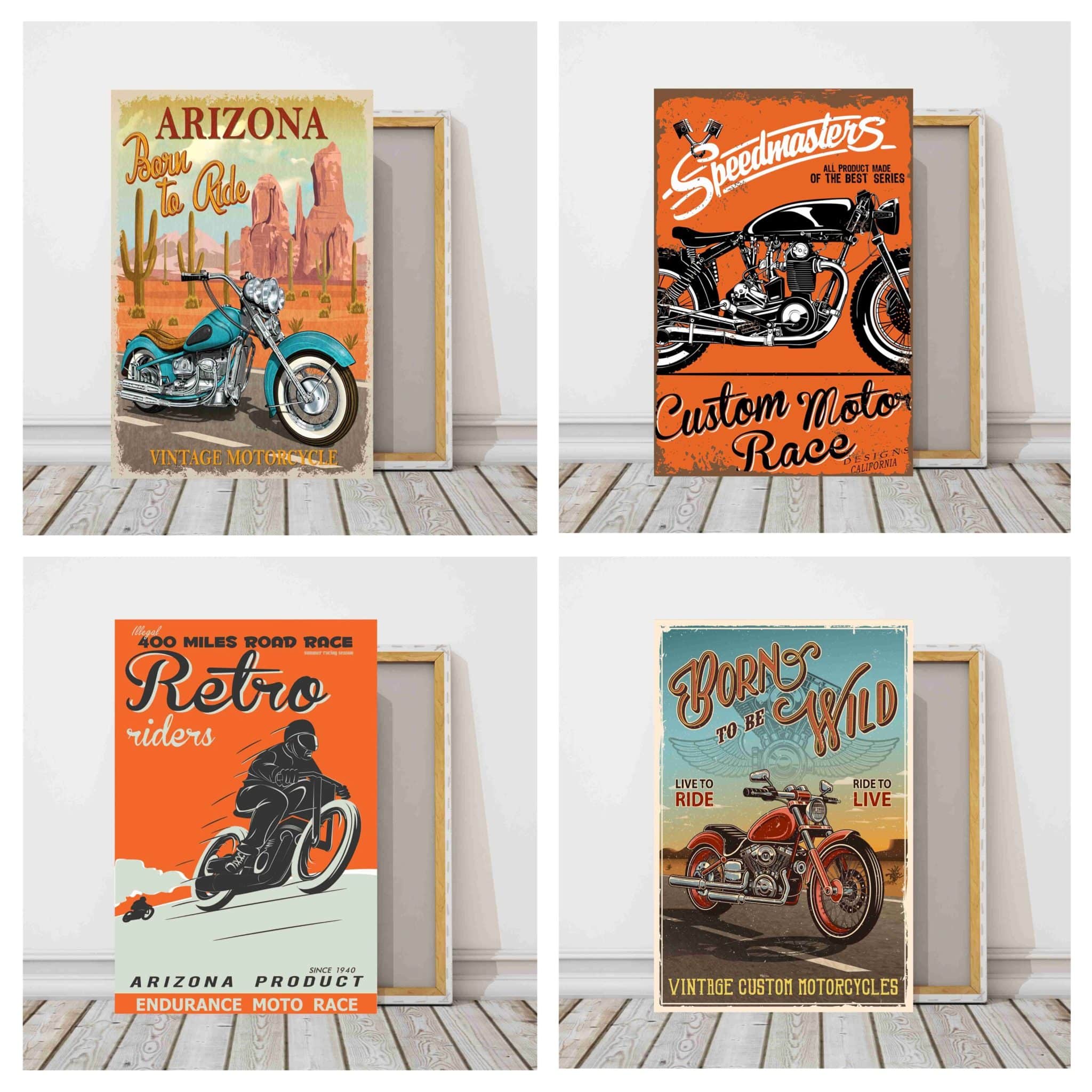 Tolle Motorrad Leinwand Bilder Retro Home Decor Motorrad Bilder Biker Leinwände Wohnzimmer Mann Höhle Wand kunst tolle Geschenke! #3