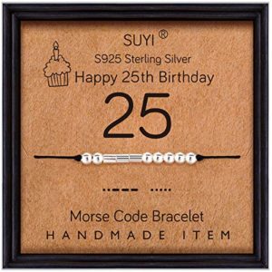 25. Geburtstagsgeschenk | für Frauen | Morsecode-Armband Sterling Silber