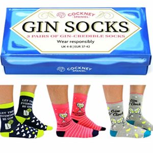 Cockney Spaniel Gin Tonic Socken mit Geschenkverpackung