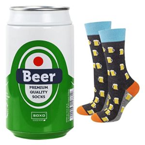 Lustige Herren Socken aus Baumwolle | Bier Geschenkdose | mit witzigen Motiven
