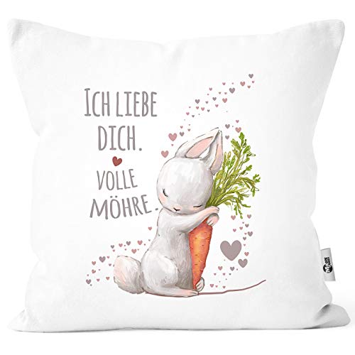MoonWorks® Kissenbezug Liebesgeschenk Ich Liebe Dich volle Möhre Hase mit Karotte weiß Unisize