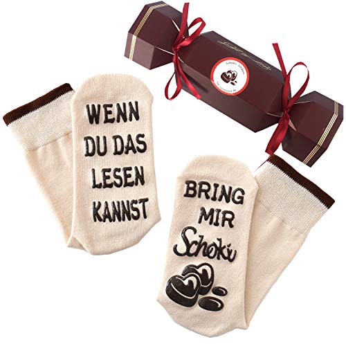 Schokolade-Socken | Spruch auf der Sohle | BRING MIR Schoki
